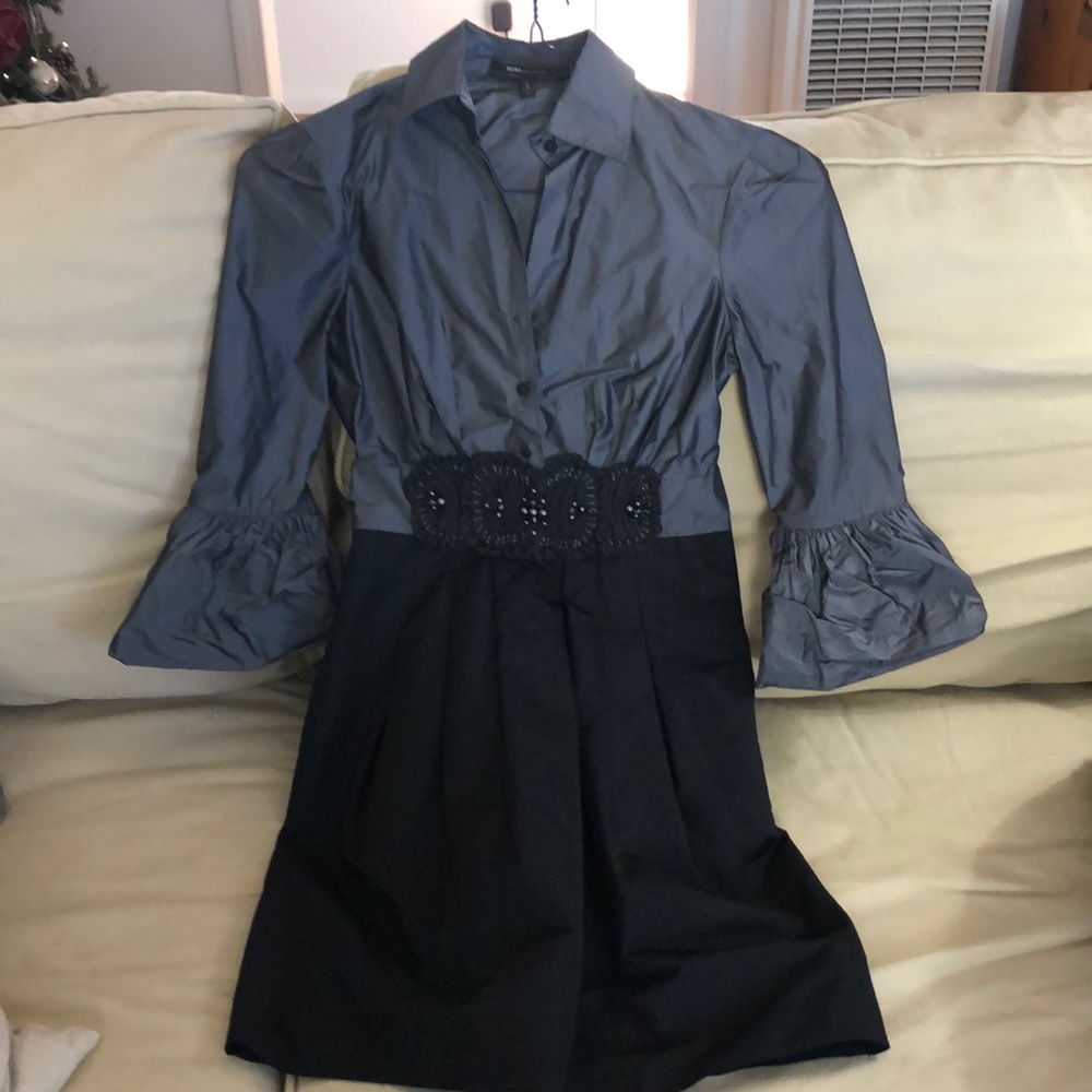 BCBG MaxAzria Taffeta Dress Black/Grey Size 0